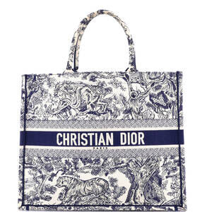 Christian Dior Large Book Tote Embroidered Canvas